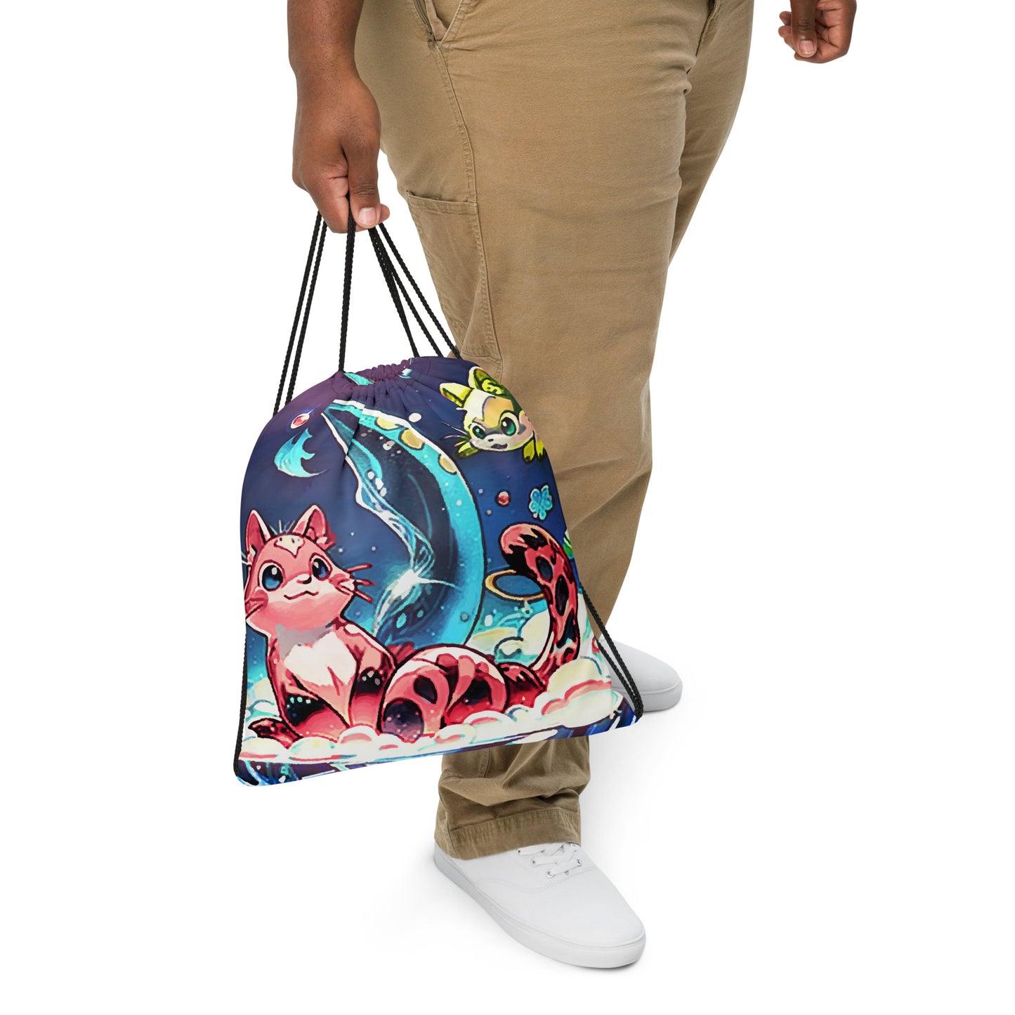 Drawstring bag - Magical Cats in Vase - Anime Illustration