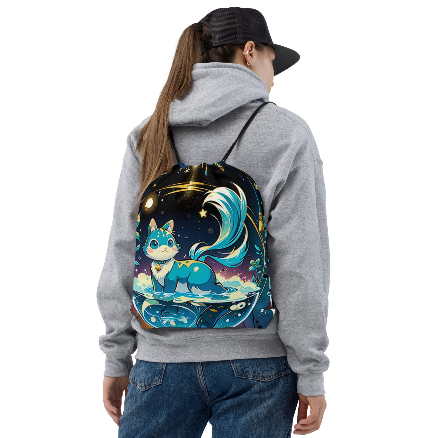 Drawstring bag - Crystal Cat - Anime Illustration