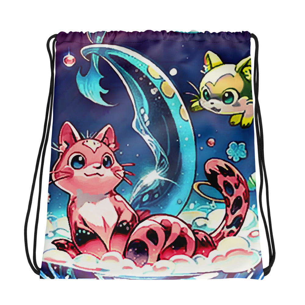 Drawstring bag - Magical Cats in Vase - Anime Illustration