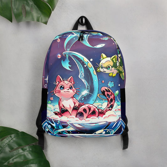 Minimalist Backpack - Magical Cats in Vase - Anime Illustration