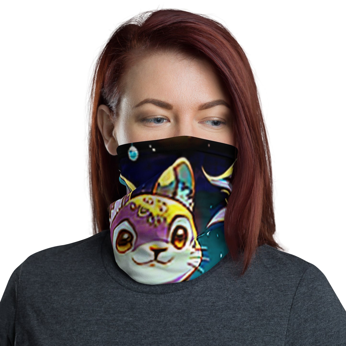 Neck Gaiter - Magic Disco Cat - Anime Illustration