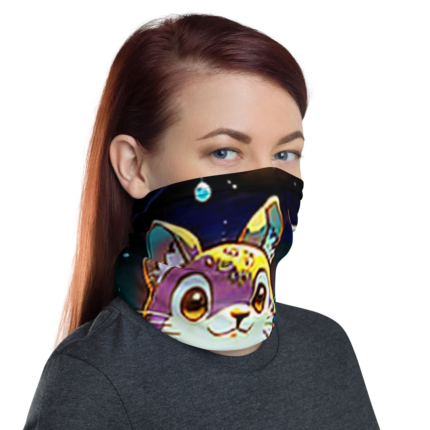 Neck Gaiter - Magic Disco Cat - Anime Illustration