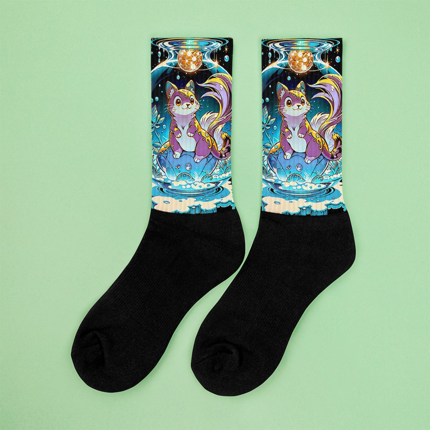 Socks- Magic Disco Cat - Anime Illustration