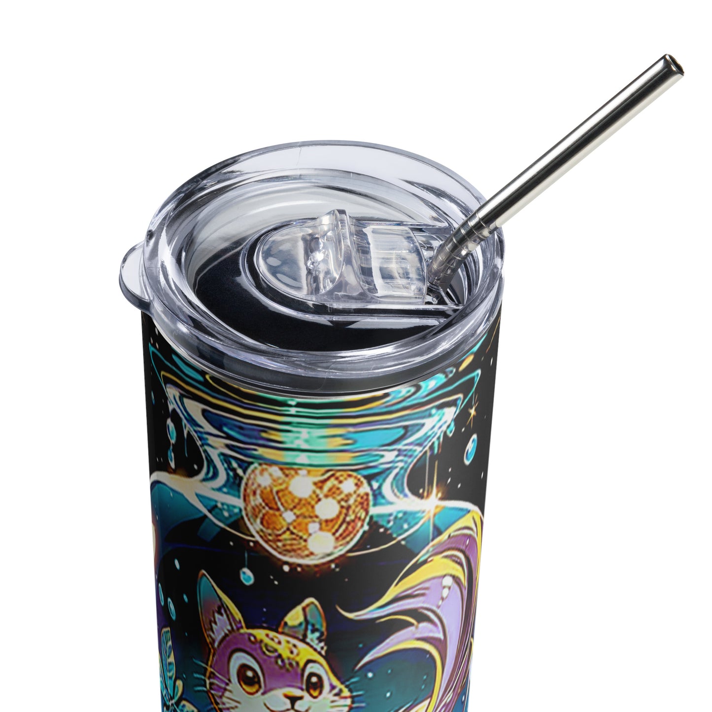 Stainless steel tumbler - Magic Disco Cat - Anime Illustration