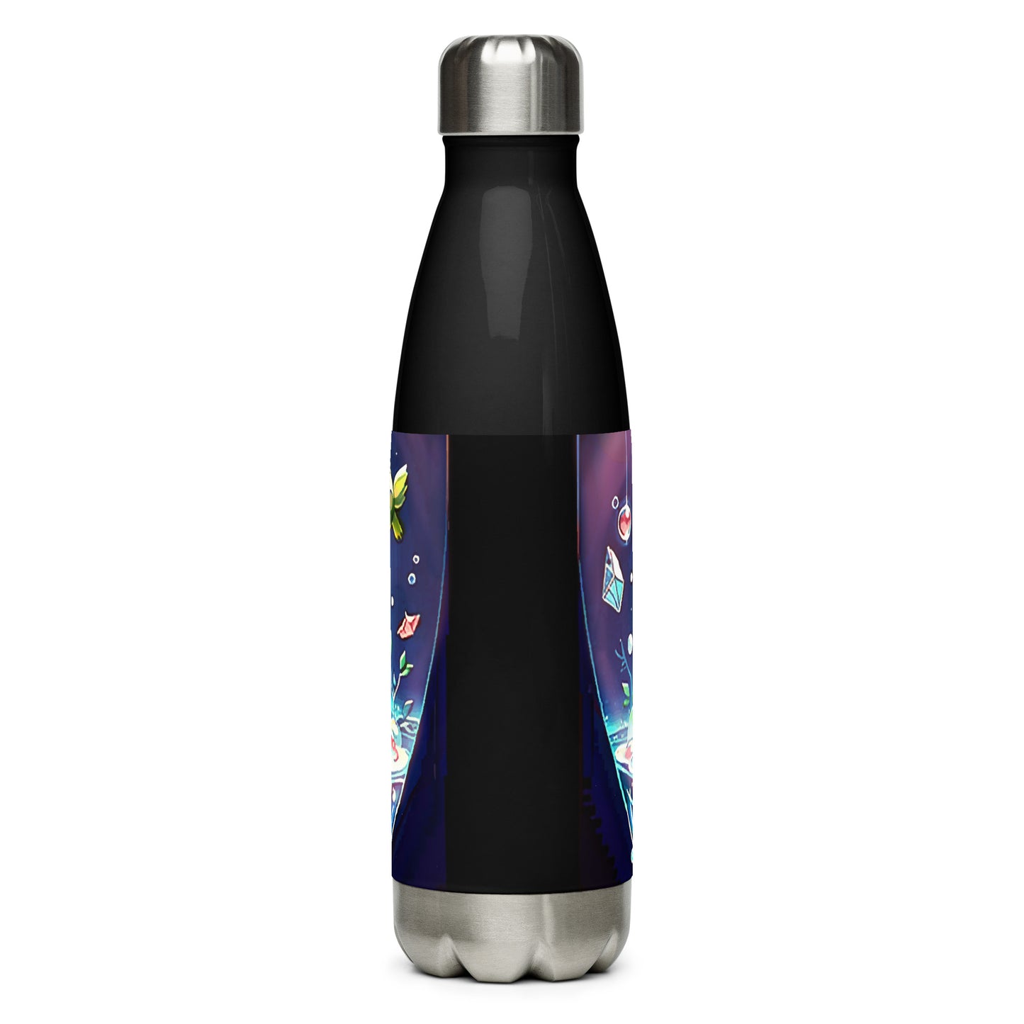 Stainless steel water bottle - Magical Cats in Vase - Anime Illustration