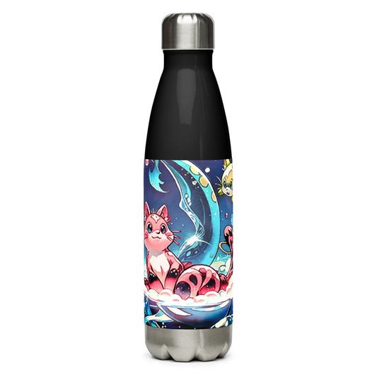 Stainless steel water bottle - Magical Cats in Vase - Anime Illustration