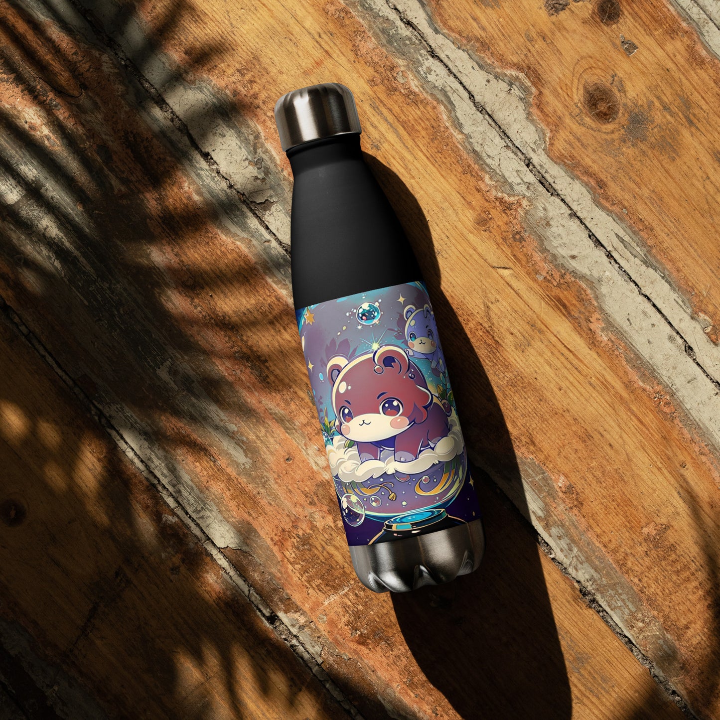 Stainless steel water bottle -  Magic Bear - Anime Illustration