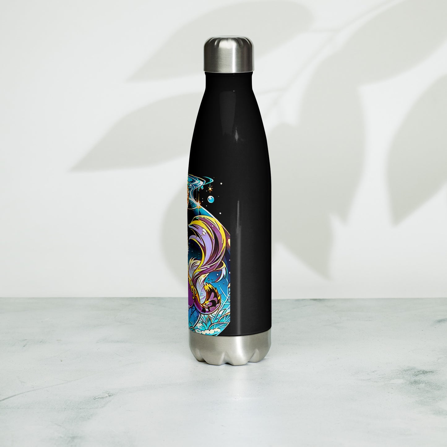 Stainless steel water bottle - Magic Disco Cat - Anime Illustration