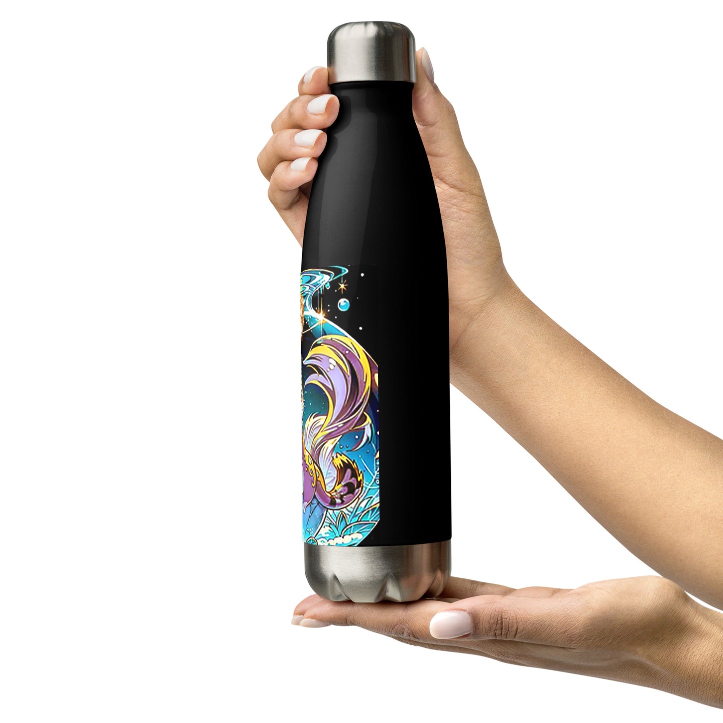 Stainless steel water bottle - Magic Disco Cat - Anime Illustration