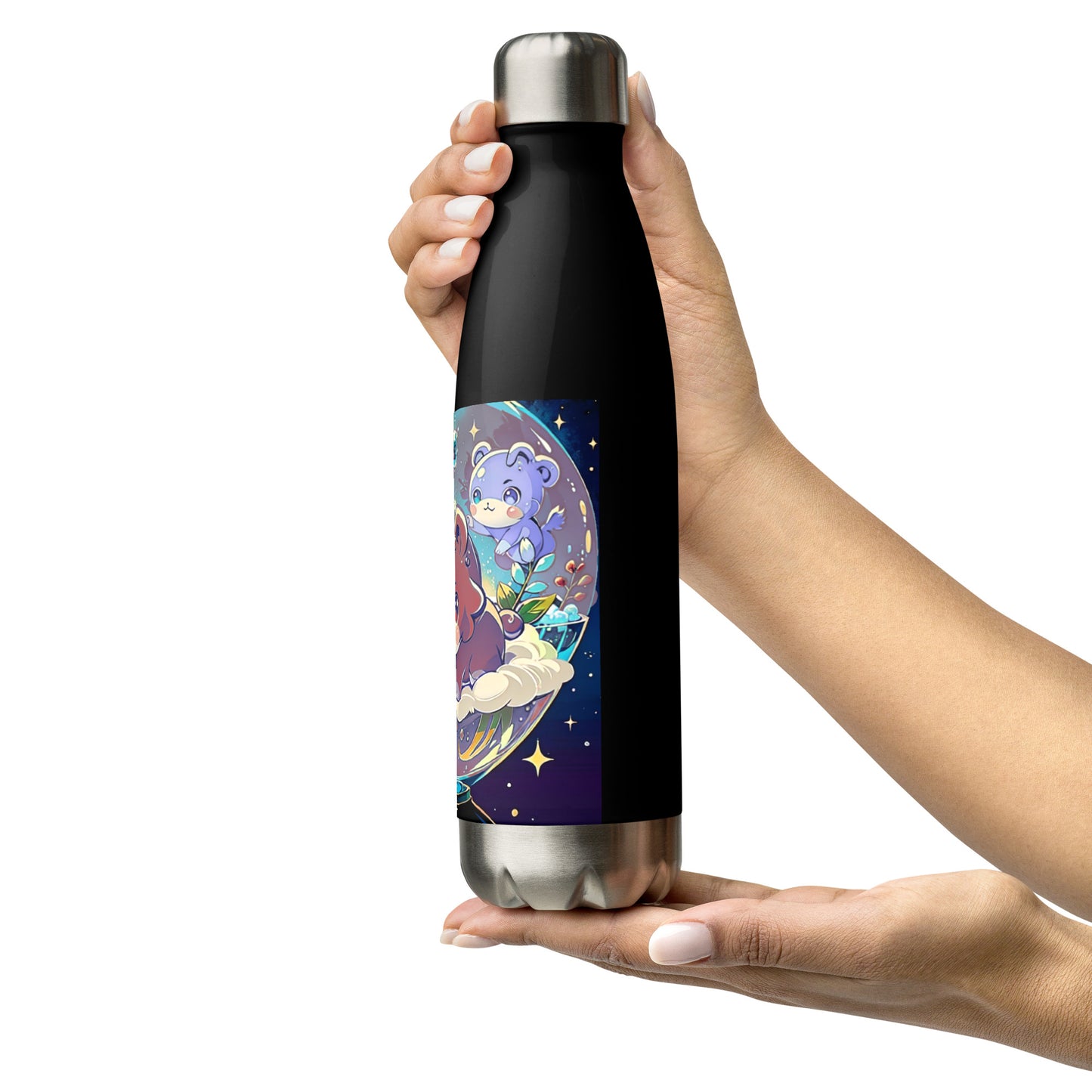 Stainless steel water bottle -  Magic Bear - Anime Illustration