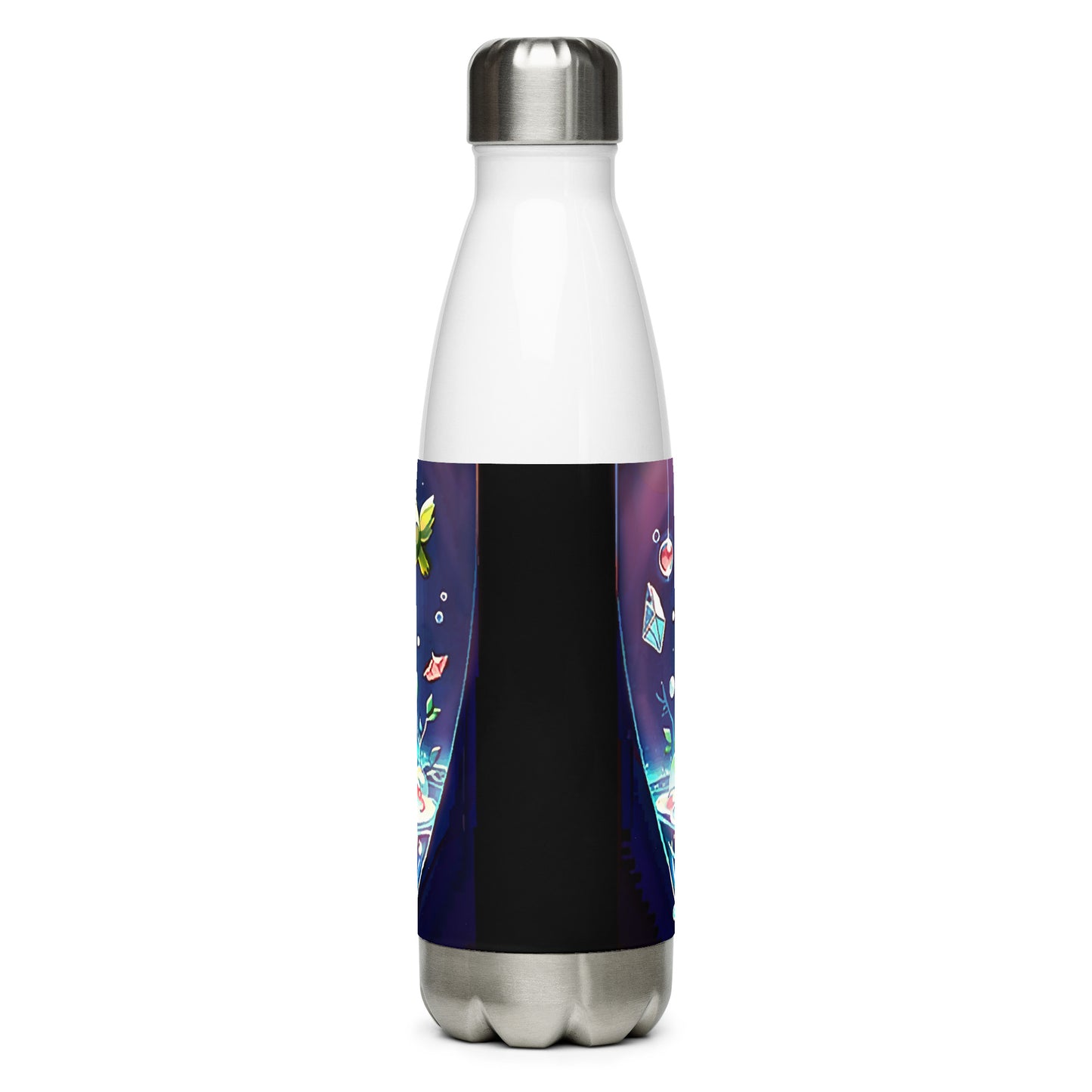 Stainless steel water bottle - Magical Cats in Vase - Anime Illustration