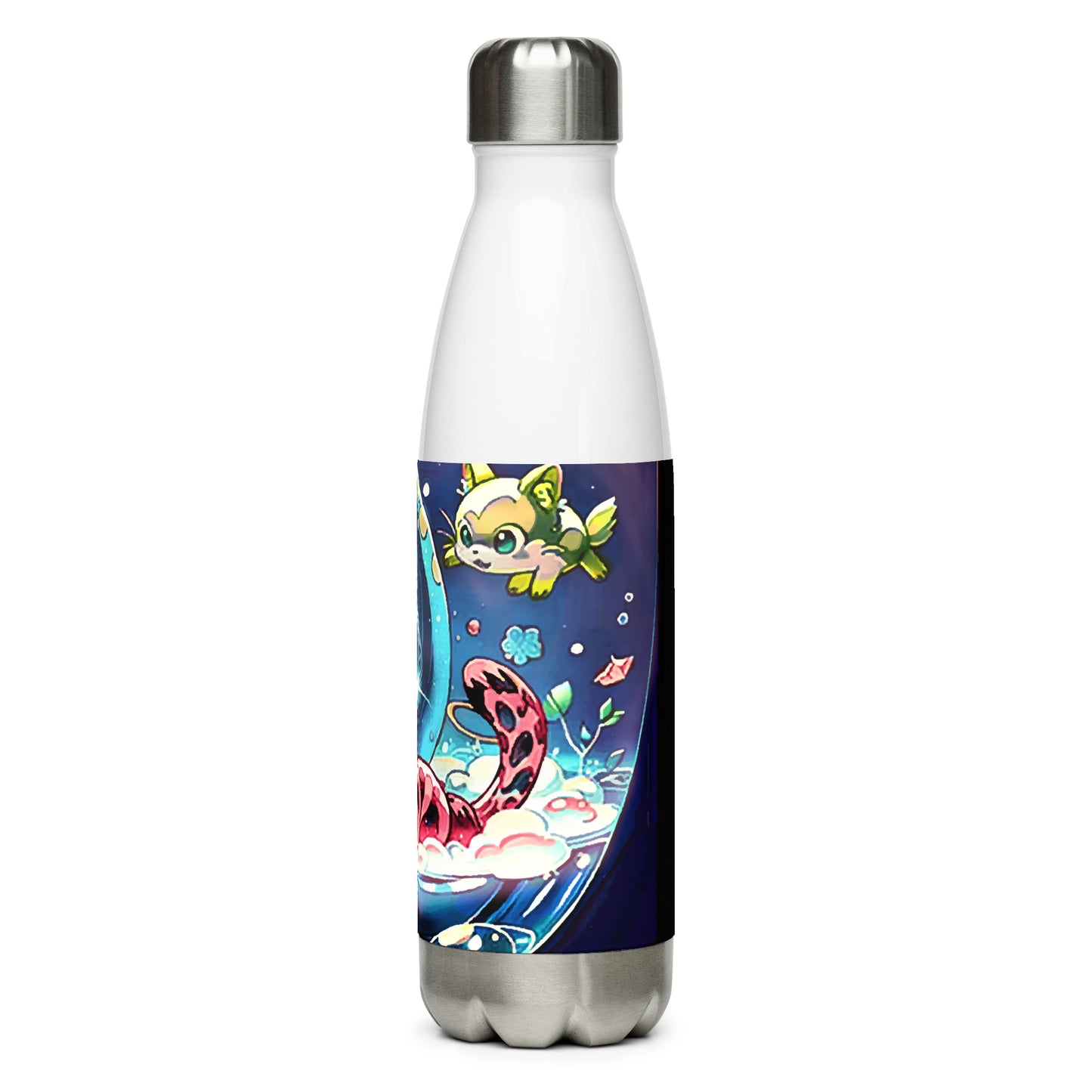 Stainless steel water bottle - Magical Cats in Vase - Anime Illustration